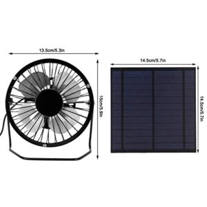 Solar Powered Fan, 5W Cooling Fan with Mini Solar Panel Mini Ventilator Fan Solar Panel Set for Greenhouse Dog Houses Trailers Rvs