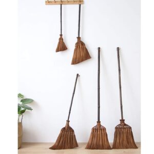 YJFENG Traditional Broom, Wall-mounted Gardening Tools, Palm Bristles Soft with Bamboo Handle, Hand Made for Cleaning, 5 Sizes (Color : E-122x27cm)