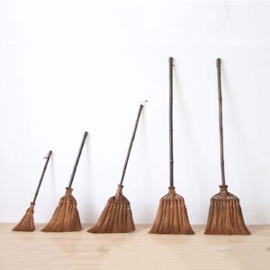 YJFENG Traditional Broom, Wall-mounted Gardening Tools, Palm Bristles Soft with Bamboo Handle, Hand Made for Cleaning, 5 Sizes (Color : E-122x27cm)