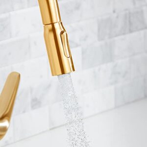 hansgrohe Focus N Gold High Arc Kitchen Faucet, Kitchen Faucets with Pull Down Sprayer, Faucet for Kitchen Sink, Brushed Gold Optic 71800251