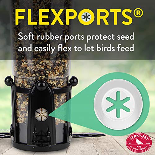 Perky-Pet 333-1SR Squirrel-Be-Gone Max Large Wild Bird Feeder with Flexports, Squirrel Proof Bird Feeder with Weight-Activated Perches - 3LB Seed Capacity