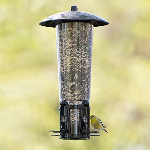 Perky-Pet 333-1SR Squirrel-Be-Gone Max Large Wild Bird Feeder with Flexports, Squirrel Proof Bird Feeder with Weight-Activated Perches - 3LB Seed Capacity