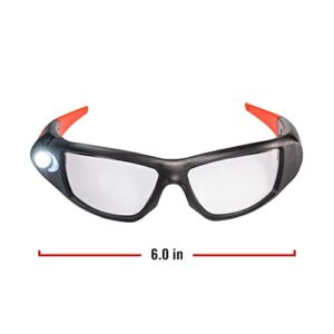 Coast SPG400 Rechargeable Lighted LED Safety Glasses with Built-In Inspection Beam, Scratch Resistant Interchangeable Lenses Black/Red