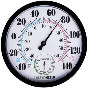 indoor outdoor thermometer hygrometer - waterproof hanging wall thermometer decorative outdoor thermometer large numbers, no battery needed outdoor thermometers for patio