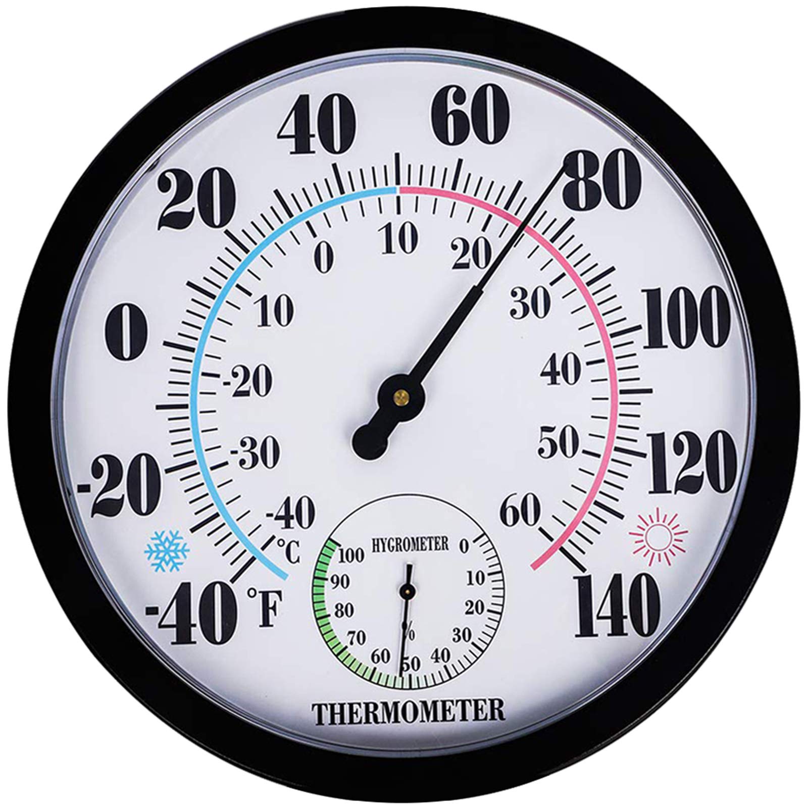 Indoor Outdoor Thermometer Hygrometer - Waterproof Hanging Wall Thermometer Decorative Outdoor Thermometer Large Numbers, No Battery Needed Outdoor Thermometers for Patio