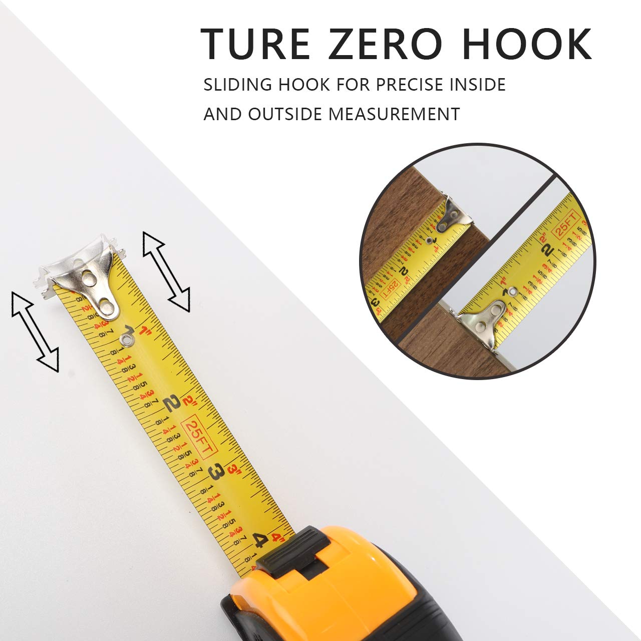 LAND 25Ft Retractable Measuring Tape - 2 Pack Heavy Duty Tape Measure, Inch/Metric Double Scale, Sturdy Matte Blade, Magnetic Hook For Measurement Alone, TPR Rubber Protective Case (25FT(2 PACK))