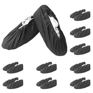 anmerl 10 pairs shoe & boot covers, durable cotton breathable reusable shoe covers, non-slip washable foot & shoe booties for indoors contractors workers shoeless home (large - black)