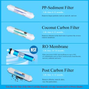 Replacement Filters Set for Geekpure 4 Stage Reverse Osmosis System -100 GPD
