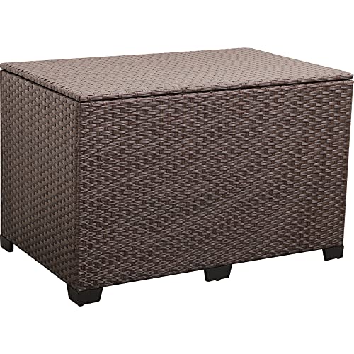 Valita Outdoor Wicker Storage Box, Big Size,Resin Brown Rattan Deck Bin with Lid, 150 Gallon,Water-resistant Liner Container for Patio Gardening Tools, Cushions, Pool Accessory,Pillows