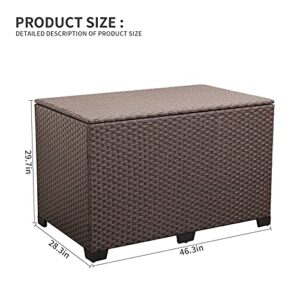 Valita Outdoor Wicker Storage Box, Big Size,Resin Brown Rattan Deck Bin with Lid, 150 Gallon,Water-resistant Liner Container for Patio Gardening Tools, Cushions, Pool Accessory,Pillows