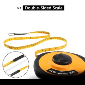 Land Long Fiberglass Tape Measure - 165FT/50M by 1/2-Inch,Inch/Metric Scale,Light and Convenient (165FT)