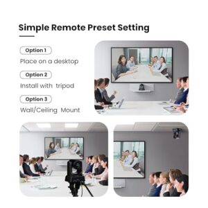 TONGVEO Conference Room HDMI 60fps USB3.0 Camera System with Bluetooth Microphone and Speaker | 3X Optical Zoom 1080P PTZ Video Camera Kit |with Speakerphone | for Church Home Office(UVC1.1)