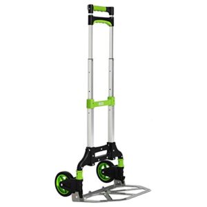 leeyoung dolly and folding hand truck, aluminum luggage trolley cart, 175 lb capacity with pp+tpr wheels and telescoping handle for indoor outdoor moving travel