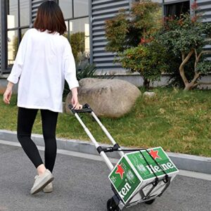 Leeyoung Dolly and Folding Hand Truck, Aluminum Luggage Trolley Cart, 175 lb Capacity with PP+TPR Wheels and Telescoping Handle for Indoor Outdoor Moving Travel