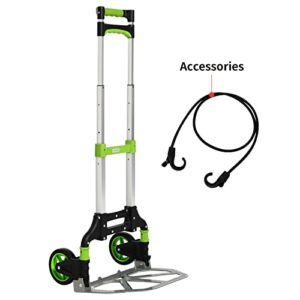 Leeyoung Dolly and Folding Hand Truck, Aluminum Luggage Trolley Cart, 175 lb Capacity with PP+TPR Wheels and Telescoping Handle for Indoor Outdoor Moving Travel