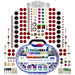 REV Rotary Tool Accessories Kit 276pcs Universal Fitment For Easy Grinding Sanding Carving Drilling Polishing Cutting Sharpening Cleaning Set DIY