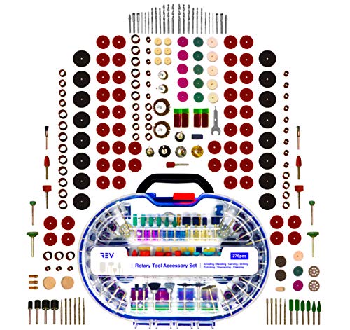 REV Rotary Tool Accessories Kit 276pcs Universal Fitment For Easy Grinding Sanding Carving Drilling Polishing Cutting Sharpening Cleaning Set DIY