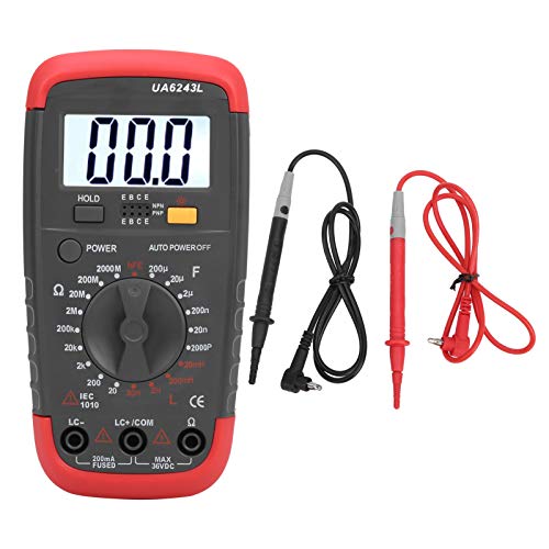 Eujgoov UA6243L Handheld Digital LED Multimeter Capacitance Meter Resistance Tester 1999 Display with Test Leads