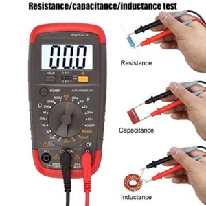 Eujgoov UA6243L Handheld Digital LED Multimeter Capacitance Meter Resistance Tester 1999 Display with Test Leads