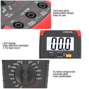 Eujgoov UA6243L Handheld Digital LED Multimeter Capacitance Meter Resistance Tester 1999 Display with Test Leads