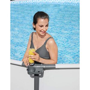 Bestway 58641E Steel Pro MAX Swimming Pool FrameLink System Poolside Drink Beverage Cup Holder Set with Storage Tray and Hook, Gray