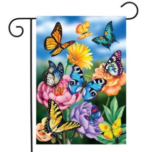 Butterflies In The Garden Spring Garden Flag Floral Butterfly 12.5" x 18" Briarwood Lane