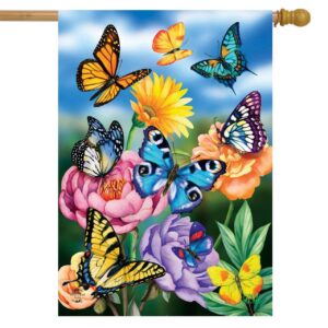 butterflies in the garden spring house flag 40" x 28" briarwood lane