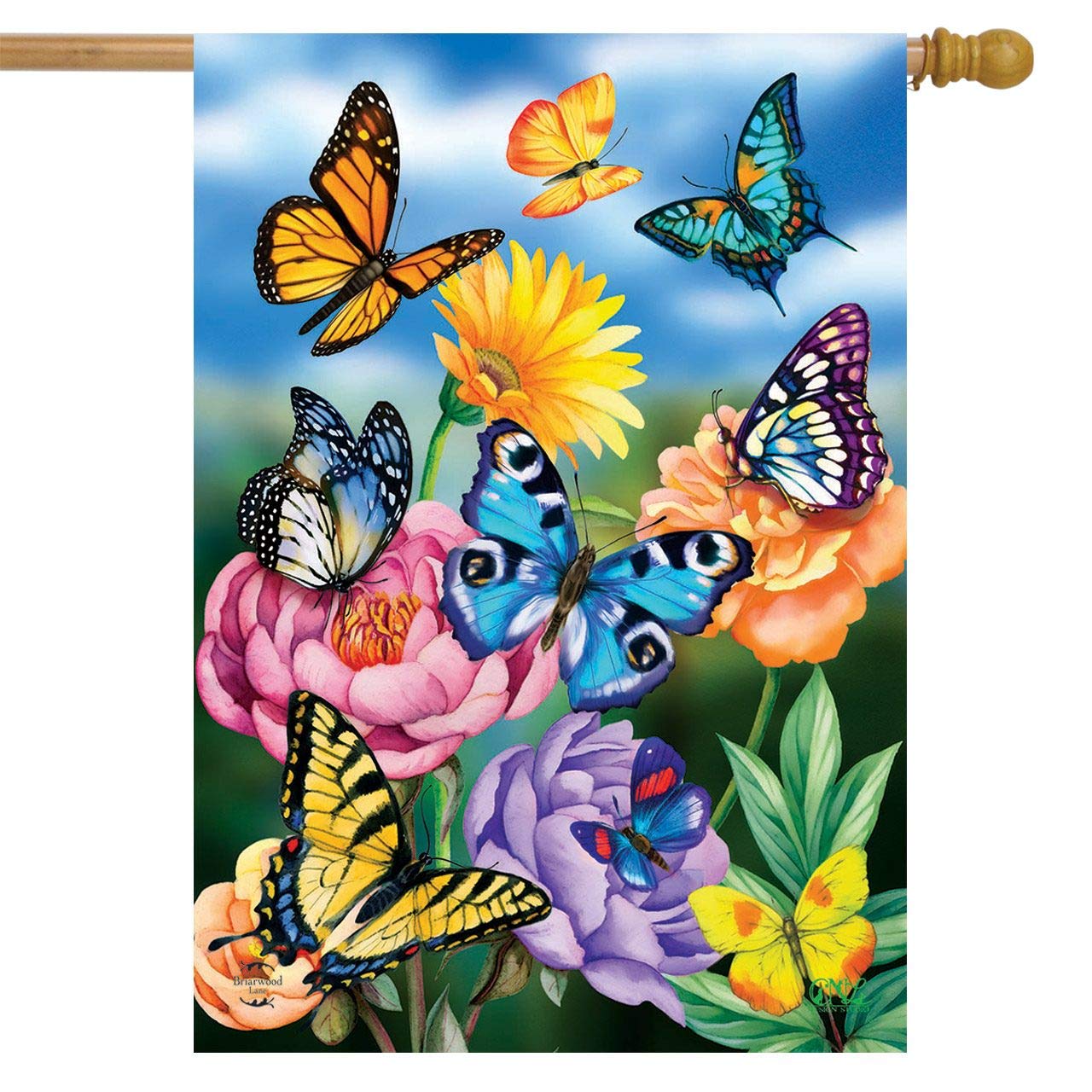 Butterflies in the Garden Spring House Flag 40" x 28" Briarwood Lane