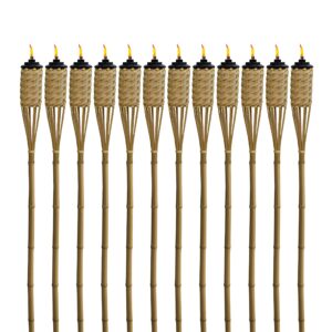 tiki brand weather resistant coated torch, outdoor décor for home, garden, patio 12-pack 57 in bamboo, 1120116, pack of 12, natural,pack of 12