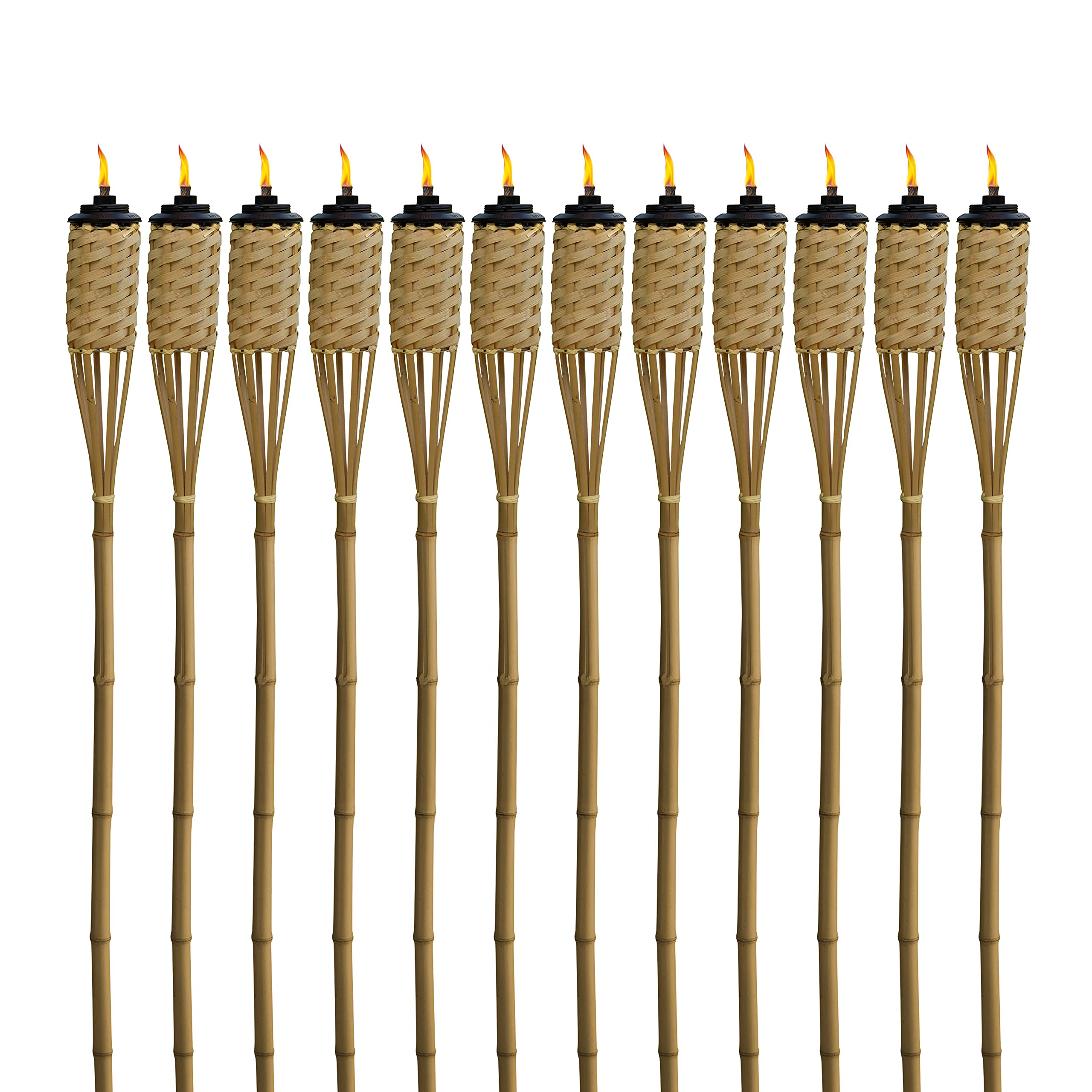 TIKI Brand Weather Resistant Coated Torch, Outdoor Décor for Home, Garden, Patio 12-Pack 57 in Bamboo, 1120116, Pack of 12, Natural,Pack of 12