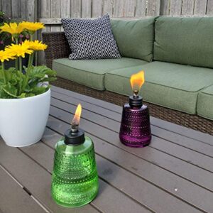 TIKI Brand Carnival Table Torch | Glass Blue Green and Purple | Outdoor Lighting in Patio, Backyard, 3-pack, 6 in,1120163