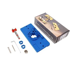 35mm concealed hinge jig boring hole drill guide cutter bit set door boring hole template and bit for cabinet door installation for tool carpenter. (blue)