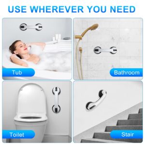 Shower Handle 2 Pack 12 inch Grab Bars for Shower, Bathroom, Bathtubs, Bath Safety Grab Bar with Strong Hold Suction Cup for Elderly, Handicap, Seniors for Wall