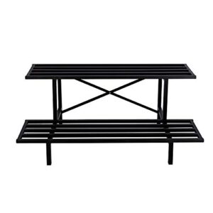 zhongma 2 tier sturdy metal plant stand heavy duty plant holder for home indoor and outdoor,l45.67 x w17.5 x h14 inch, 440 lbs capacity & heavy duty construction …