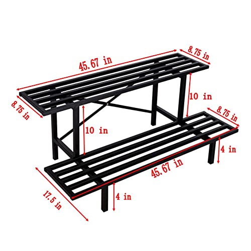 Zhongma 2 Tier Sturdy Metal Plant Stand Heavy Duty Plant Holder for Home Indoor and Outdoor,L45.67 x W17.5 x H14 inch, 440 LBS Capacity & Heavy Duty Construction …