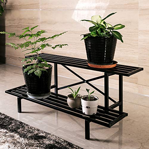 Zhongma 2 Tier Sturdy Metal Plant Stand Heavy Duty Plant Holder for Home Indoor and Outdoor,L45.67 x W17.5 x H14 inch, 440 LBS Capacity & Heavy Duty Construction …