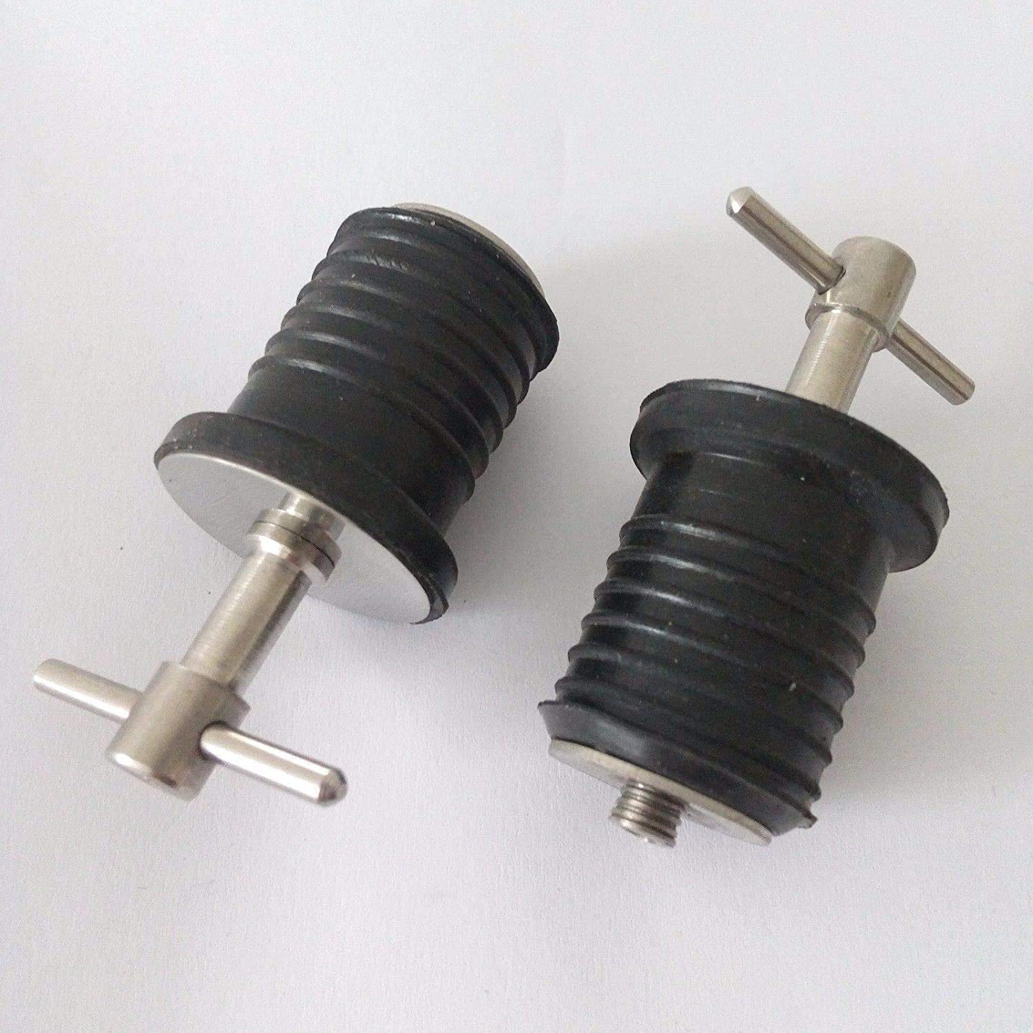 2 x 1" Drain Plug Rubber Stainless Steel Twist Boat Hull Livewell Drain Plugs