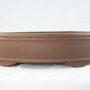 Calibonsai Oval Yixing Zisha Bonsai/Succulent Pot + Mesh 16 inch x 13 inch x 3.75 inch - Brown