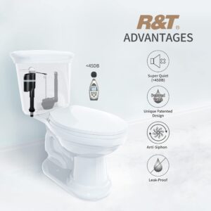 R&T A1350 Toilet Fill Valve Toilet Tank Parts Replacement Running Toilet Repair Kit Quiet Fill Anti-Siphon