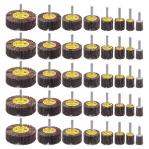 40 pack 1/4" abrasive flap wheel sander set, rocaris 80 grit aluminum oxide flap wheels cylindrical shape sanding wheel, 8 sizes