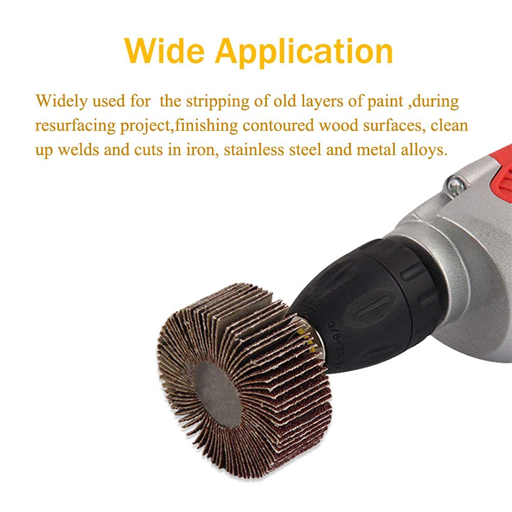 40 Pack 1/4" Abrasive Flap Wheel Sander Set, Rocaris 80 Grit Aluminum Oxide Flap Wheels Cylindrical Shape Sanding Wheel, 8 Sizes