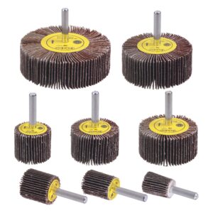 40 Pack 1/4" Abrasive Flap Wheel Sander Set, Rocaris 80 Grit Aluminum Oxide Flap Wheels Cylindrical Shape Sanding Wheel, 8 Sizes