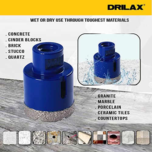 1-3/4 inch Diamond Hole Saw Heavy Duty Masonry Drill Bit for Concrete, Granite, Quartz, Porcelain, Ceramic Tile, Brick Cinder Blocks 5/8"-11 Thread Connection for Angle Grinders 1.75 Diamond Hole Saw