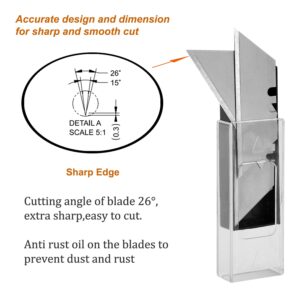 60 Pack Utility Knife Blades, SK5 Steel Heavy Duty Box Cutter Replacement Blades with Plastic Case, Standard Size Razor Blades for Most Standard Utility Knives