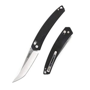 pocket folding knife, ambidextrous lock, g10 handle, pocket clip, deisnged for edc, survival, outdoor uses. srm (black)