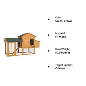 66 Inch Wood Chicken Coop Chicken House Indoor Outdoor Chicken Cage 2-4 Chickens Waterproof with Egg Box Wire Fence Hen House Pet Hutch Garden Backyard Cage