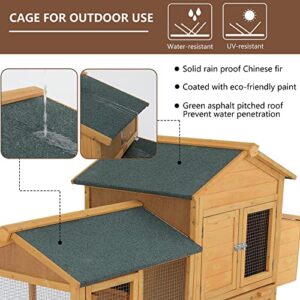 66 Inch Wood Chicken Coop Chicken House Indoor Outdoor Chicken Cage 2-4 Chickens Waterproof with Egg Box Wire Fence Hen House Pet Hutch Garden Backyard Cage