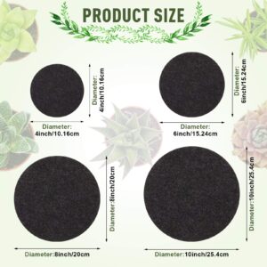 Plant Coaster Mat Reversible Round Fabric Plant Pad Mat Absorbent Waterproof Plant Tray Flower Pot Coaster Mat, 4/6/ 8/10 Inch for Indoors Outdoor Crafts Supplies (Black,16 Pieces)