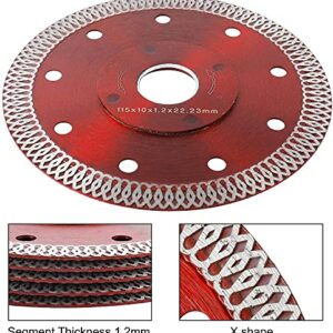 Tysun 5 Pcs 4.5 inch Diamond Saw Blade Tile Blades Cutting Disc Wheel for Cutting Porcelain Tiles Granite Marble Ceramics