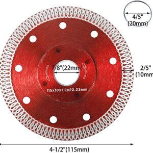 Tysun 5 Pcs 4.5 inch Diamond Saw Blade Tile Blades Cutting Disc Wheel for Cutting Porcelain Tiles Granite Marble Ceramics